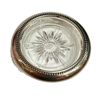 Vintage 1960s W&S Blackinton Italy Silver Plate Glass Coasters