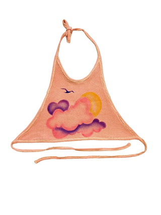 One-Of-A-Kind Peach Pink Sunset 2 Piece Halter & Pants Set - Size S/M
