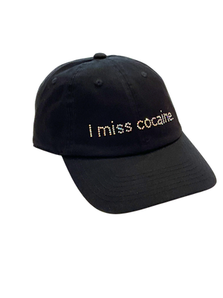 black I Miss Cocaine rhinestone adjustable cap