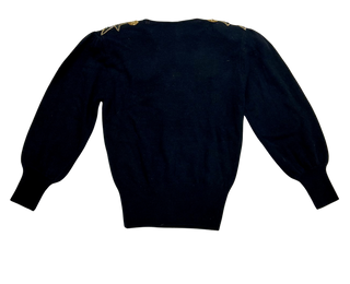 1980's Maurada Collection Black Sequin Statement Sweater - Size Medium