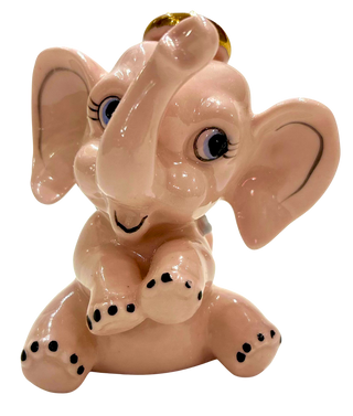 Vintage Pink Elephant Sculpture with Wings
