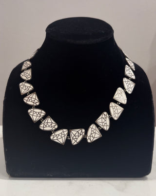 16inch Sterling Silver White Enamel Necklace