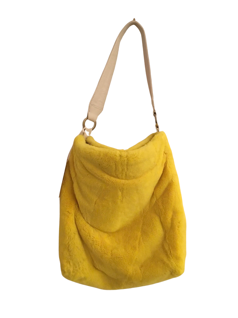 Adrienne Landau Yellow Fur Bag