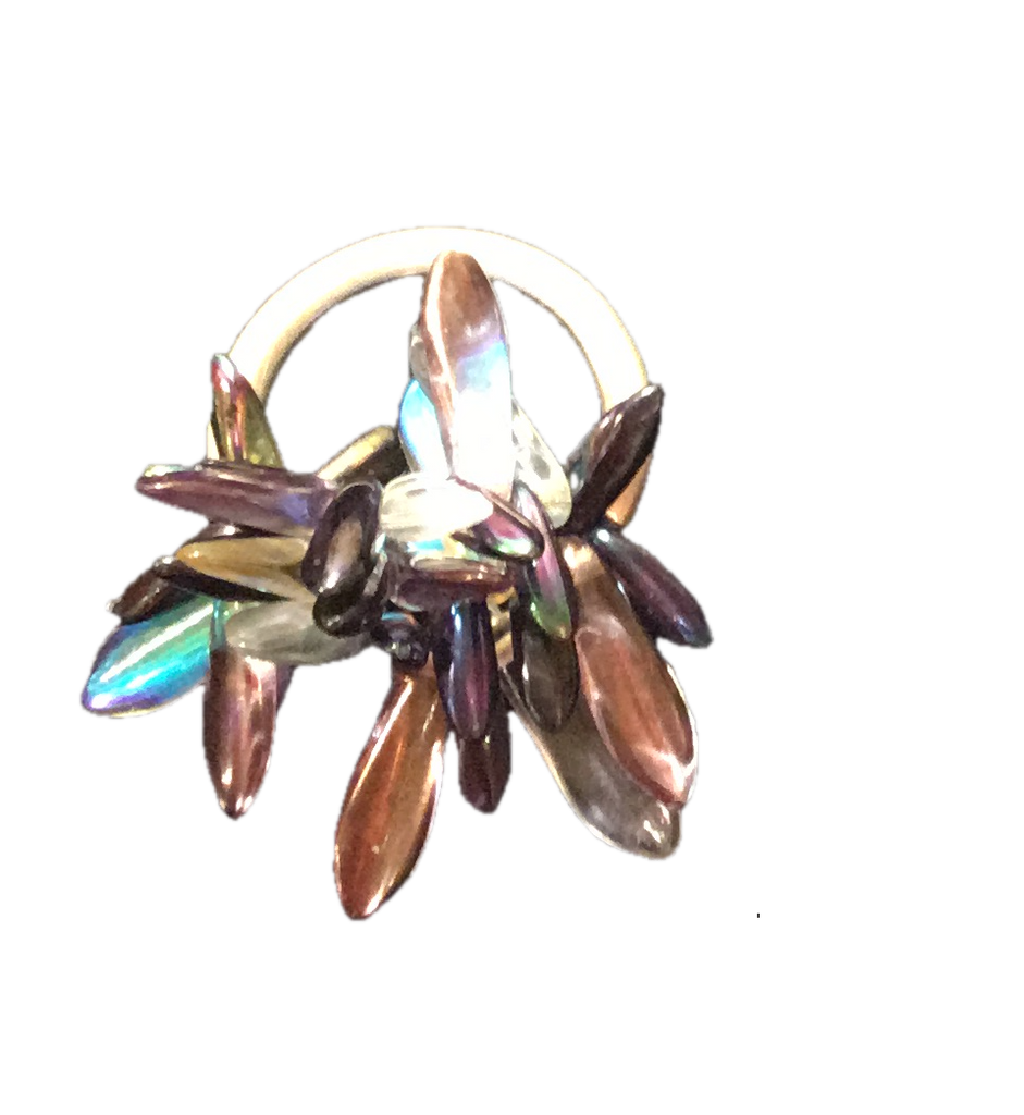 Pearly Black & Iridescent Czech Glass Dagger Ring