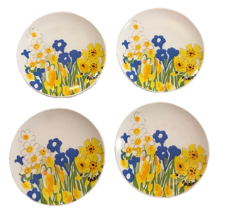 Set of 4 Vintage 1970s “Field Flowers” Mikasa Salad Plates by Vera Neumann