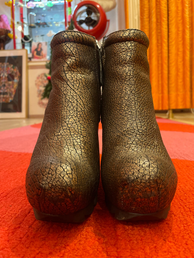 Camilla Skovgaard Bronze Wedge Boots: Size 8