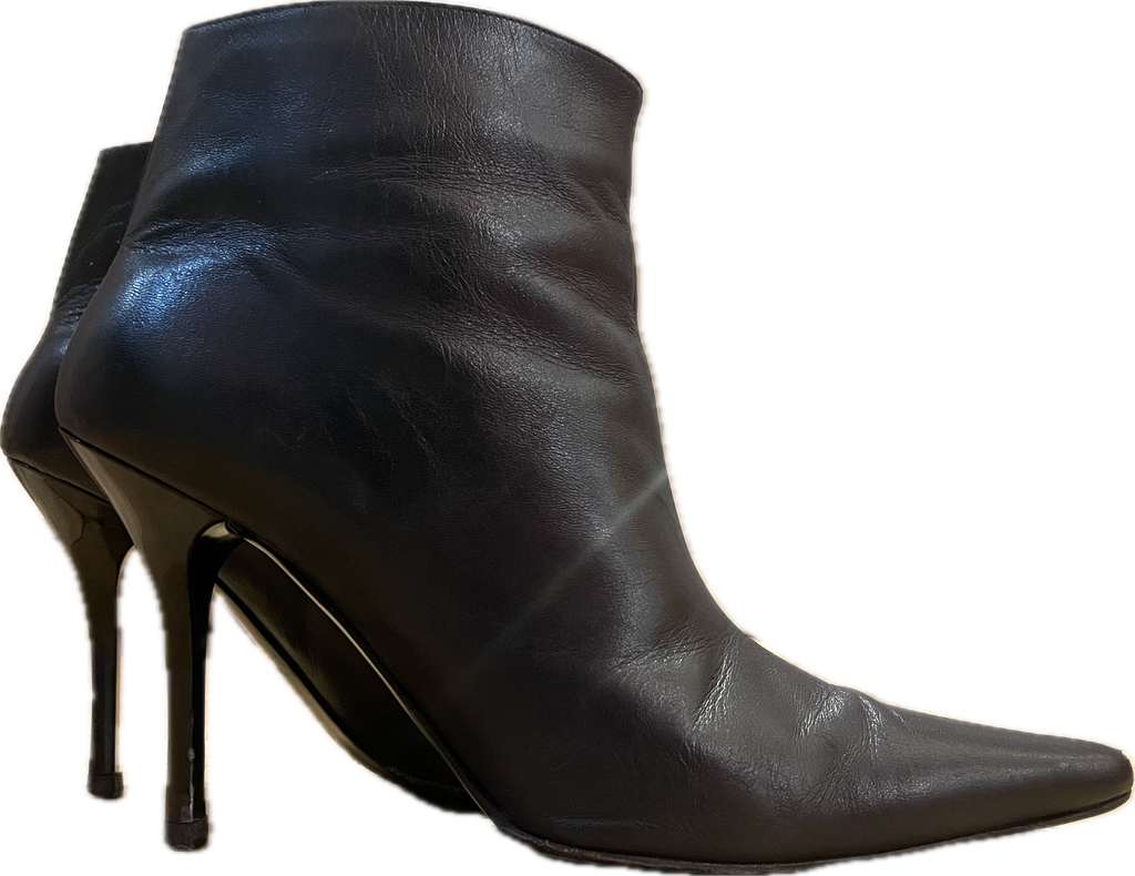 Céline Black Leather Ankle Boot: Size 7.5
