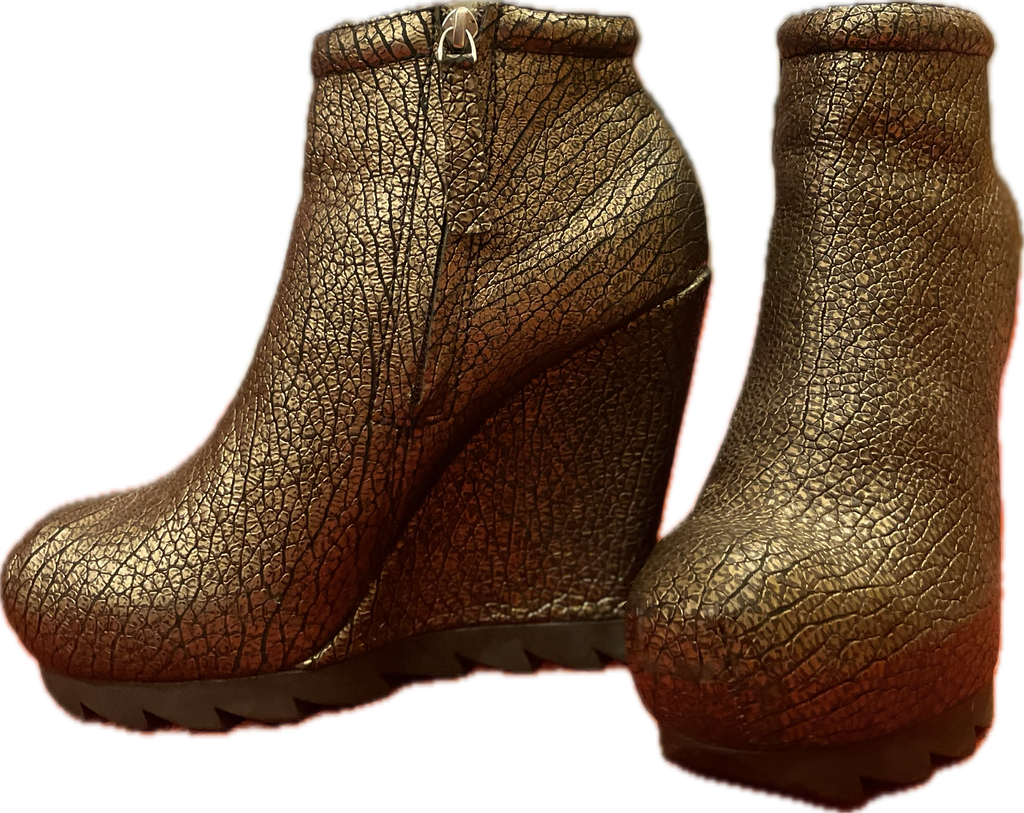 Camilla Skovgaard Bronze Wedge Boots: Size 8