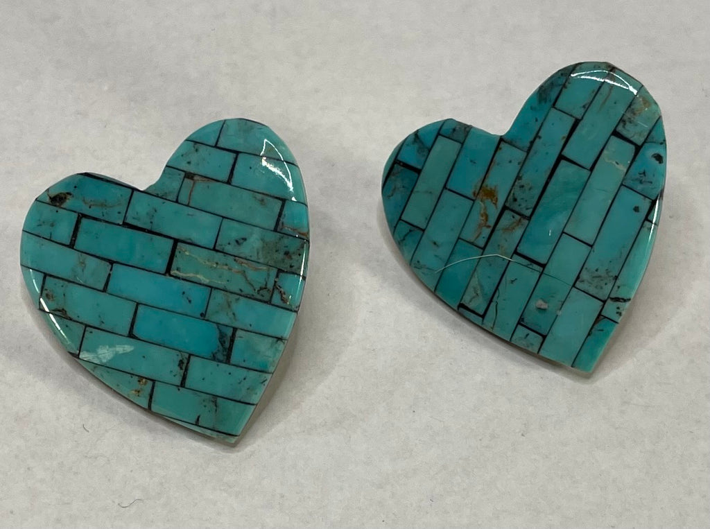 Vintage Blue Heart Post Earrings