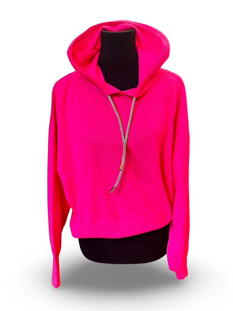 BRODIE Cashmere Hillary Hoodie in Hot  Pink