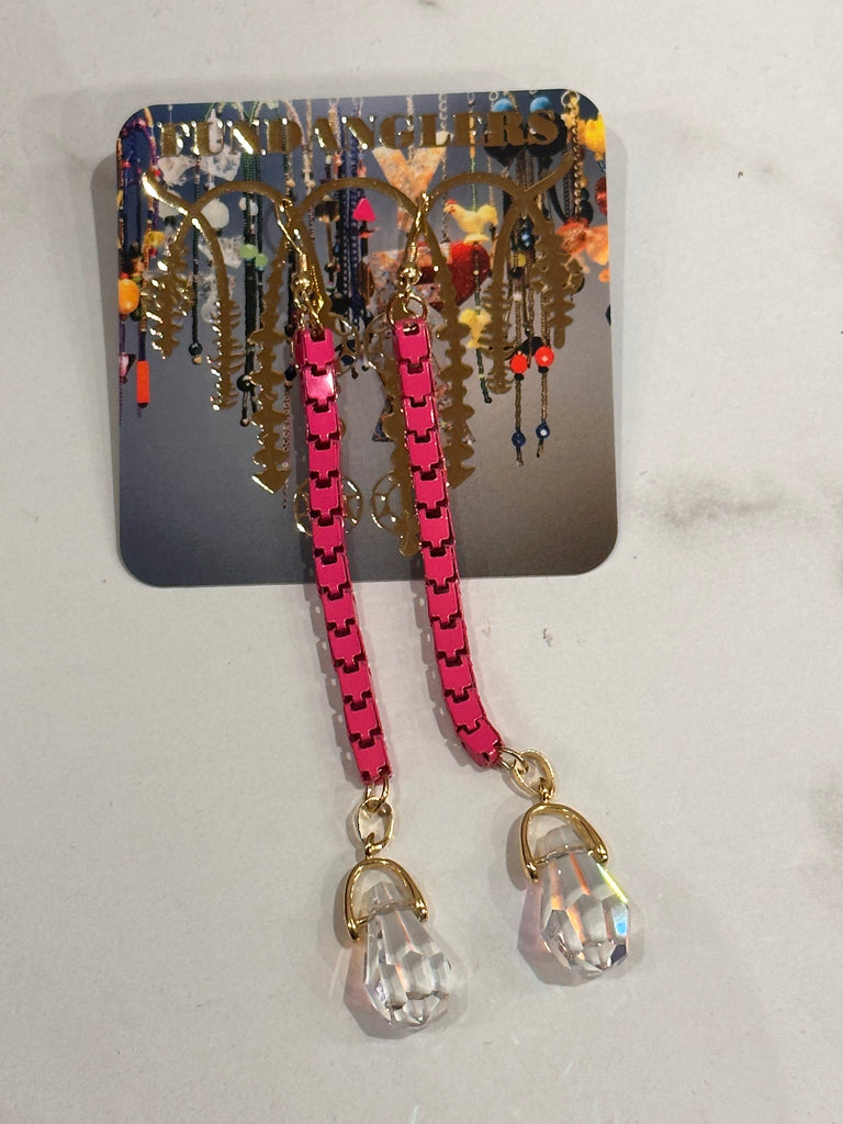 Chain Earrings Hot pink