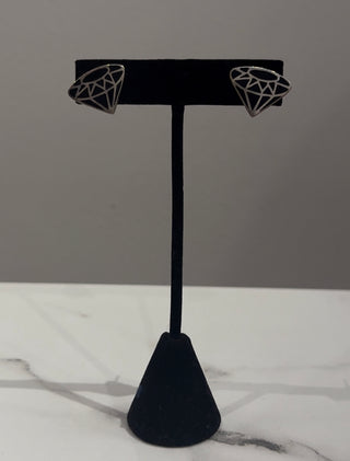 Diamond Sterling Silver and Black enamel earrings