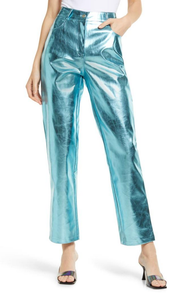 Amy Lynn Ice Blue Metallic Pants S/M/L