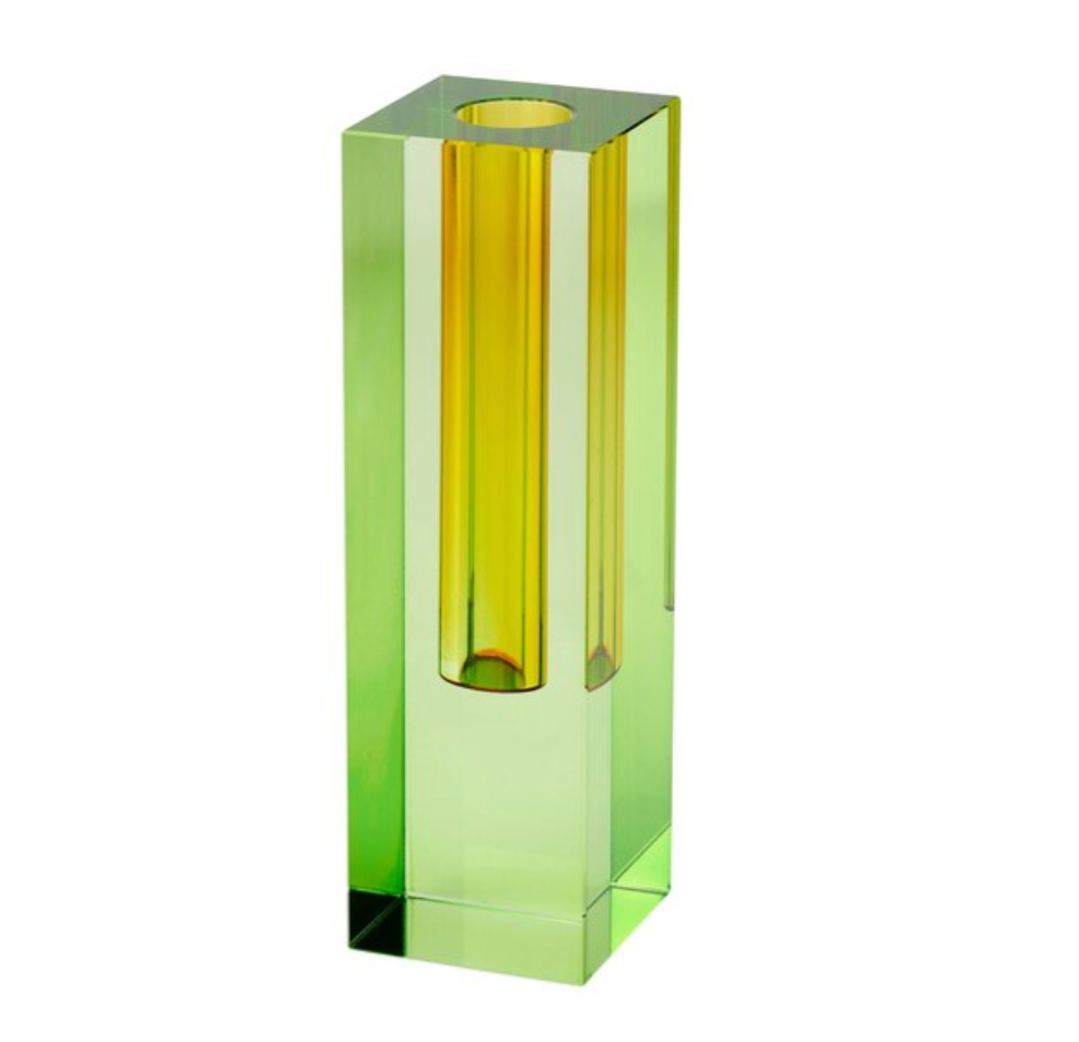Green & Yellow Crystal Glass Vase