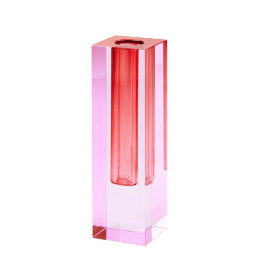 Pink & Red Crystal Glass Vase