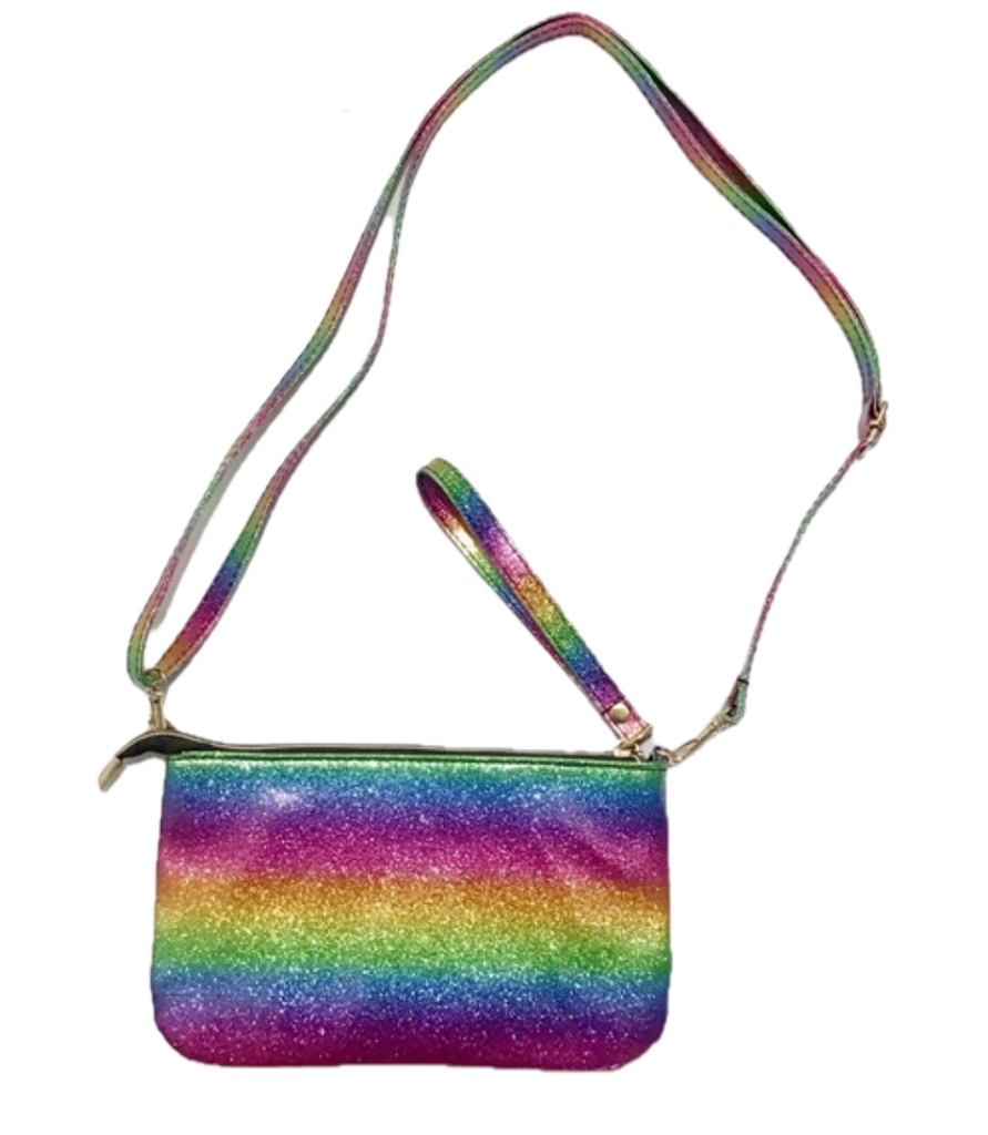 Rainbow Glitter Crossbody Clutch