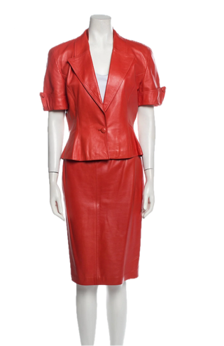 Loewe 1980's Coral Skirt Suit Set