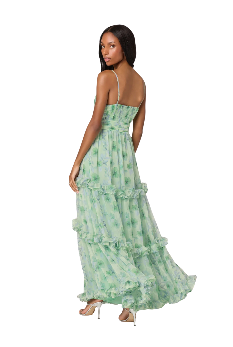 pleated tiered maxi dress Mint Oasis Halterneck Pleated Tiered Maxi Dress