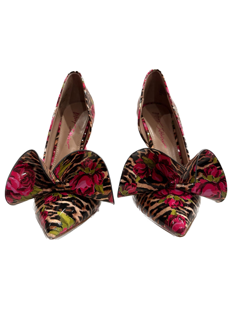 Betsey Johnson Leopard Floral Pink Heels