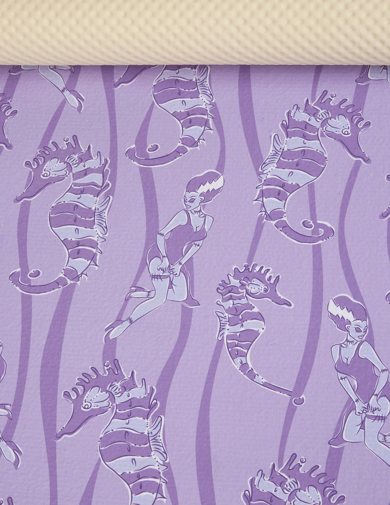 Bride of Frankenstein Seahorse Yoga Mat - Purple